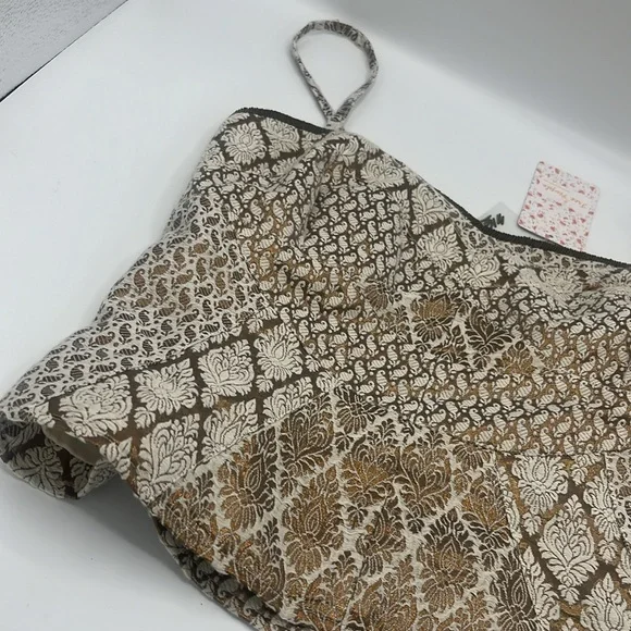 FREE PEOPLE NWT Corset Top Metallic Jacquard, Bronze Bead accents - Picture 3 of 9